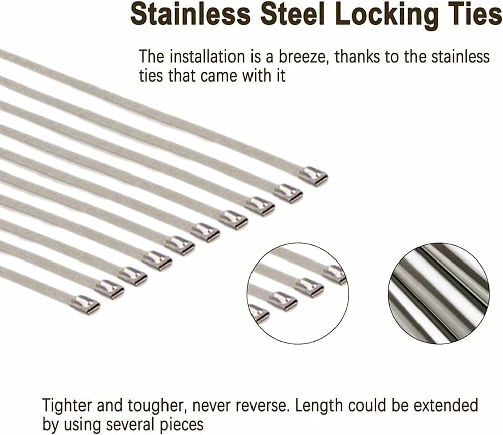 Walquicks 1 Pcs 15M X 5Cm Exhaust Heat Wrap Roll Fiberglass Heat Shield Wrap with 10Pcs Stainless Locking Ties Assortment Kit, Perfect for Motorcycle Fiberglass Heat Shield Tape - Black image number 3