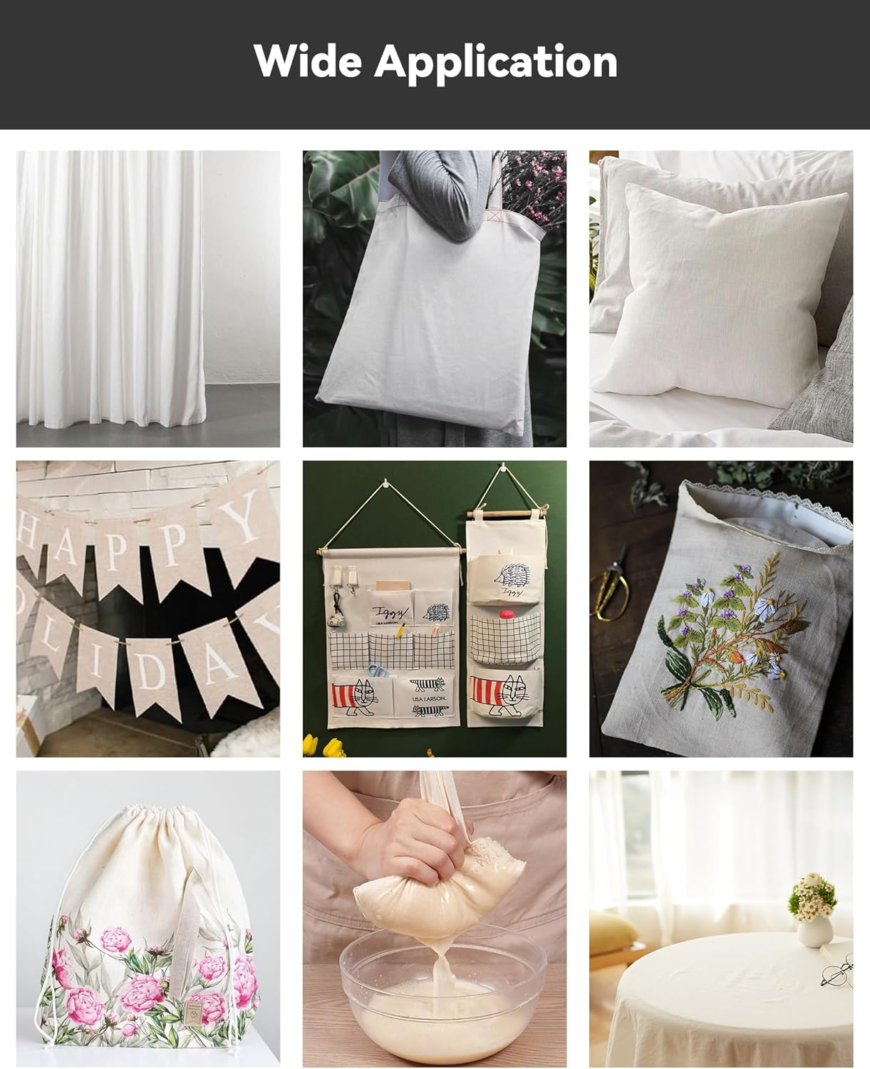 HOTGODEN Medium Weight 100% Cotton Muslin Fabric: 63 Inch X 2,5,10 Yards Unbleached Muslin Linen Fabric Material for Sewing Material Apparel Cloth image number 6