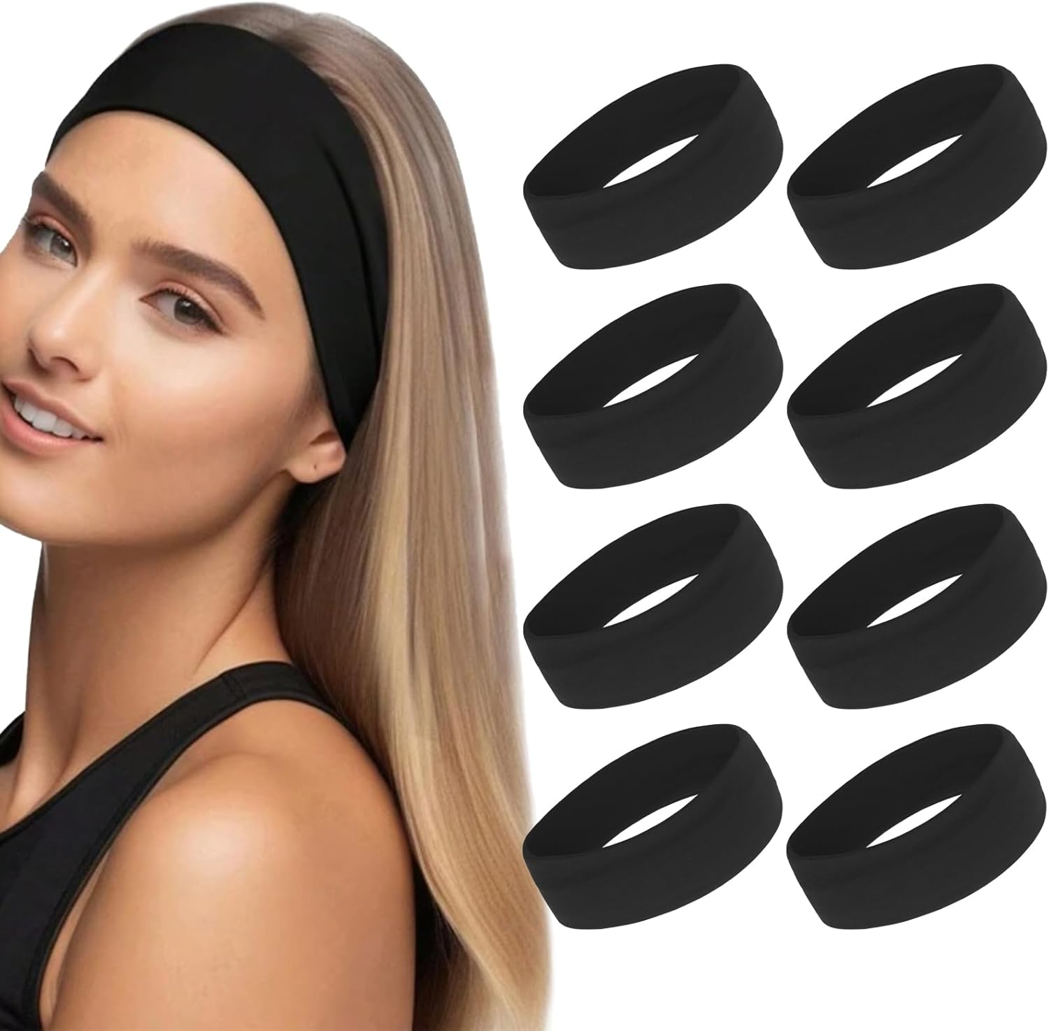 Headbands for Women Non Slip Women Sport Headbands, Sweat Headbands for Workout Yoga Running, Stretchy Hair Bands for Women'S Hair