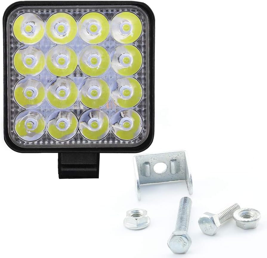 LED Pod Work Light Bar Flood 16 LED 6000K White 12V for Tractor Truck Pickup Golf Cart Lawn Mower Boat Marine Waterproof IP68, Pack of 2 image number 2