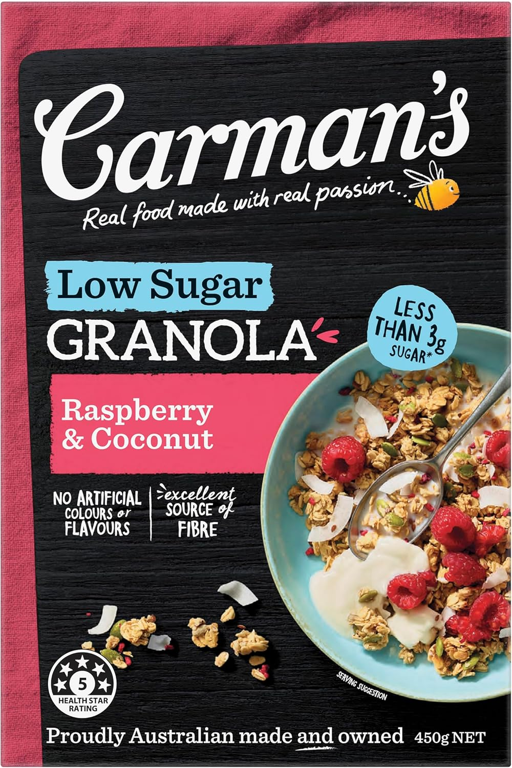Carman'S Low Sugar Raspberry and Coconut Granola 450 G image number 1