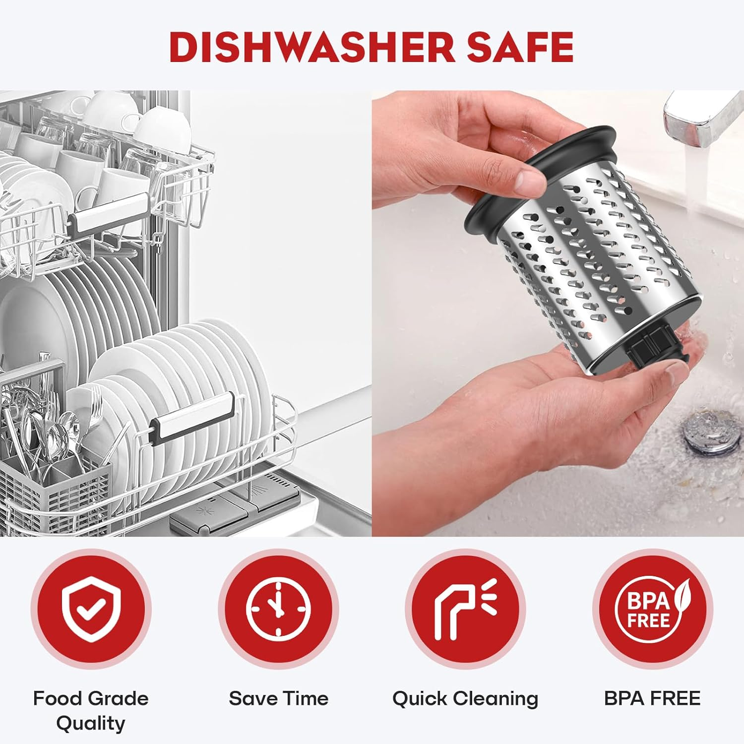 Stainless Steel Slicer Shredder Attachment for Kitchen Aid Stand Mixer, Cheese Grater Attachment for Kitchen Aid, Grinding Powder, Salad Maker with 4 Blades, Salad Machine by TPGSING image number 3