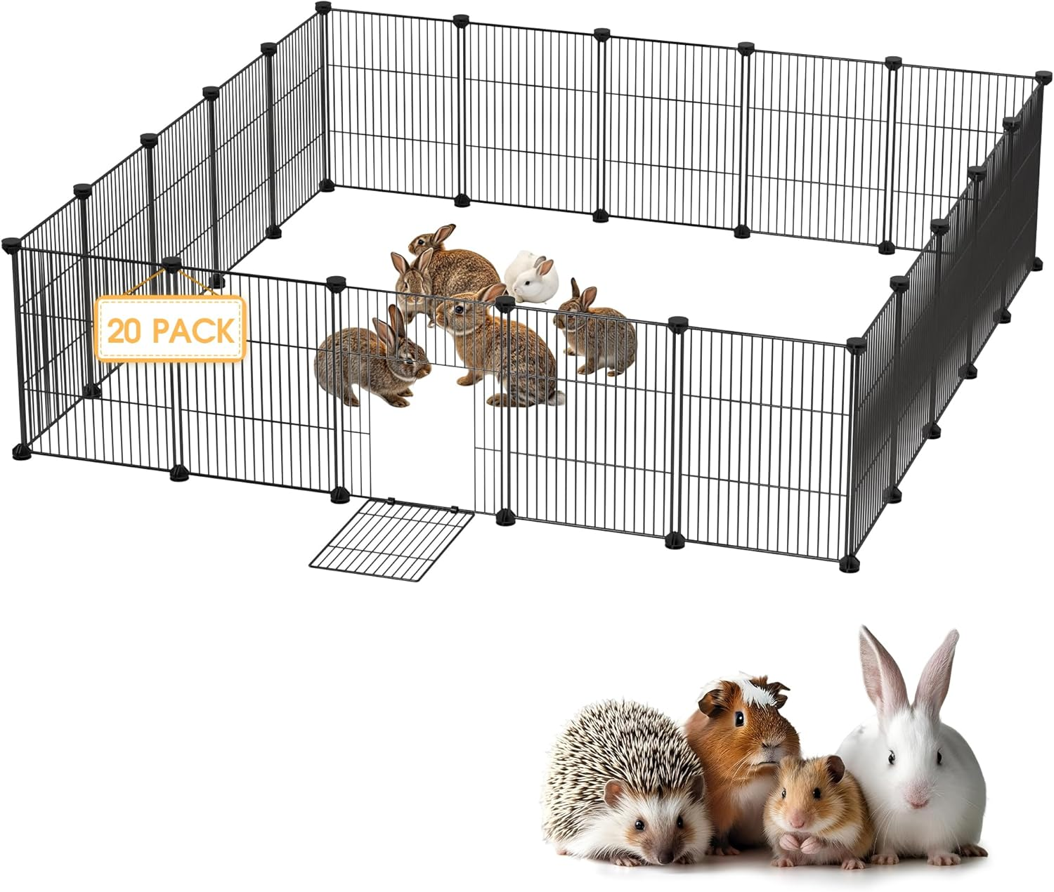Advwin 20 Panels DIY Pet Playpen, Small Animals Cage Metal Wire Portable Yard Fence with Door for Indoor/Outdoor Use,Puppies,Kitties,Bunny,Turtle image number 6