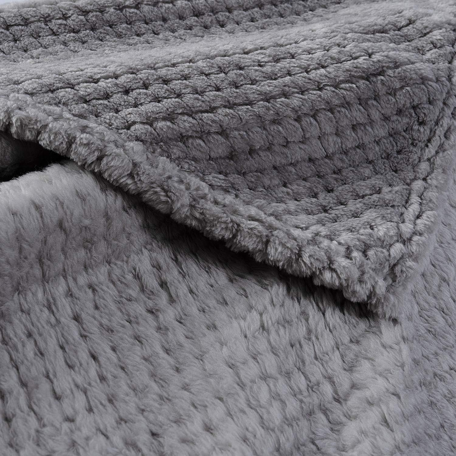 Warm Soft Fuzzy Dog or Cat Blanket, Plush Fleece Throws for Puppy, Kitten, Bed, Couch, Sofa, Travel (L/40" X 48", Grey) image number 5