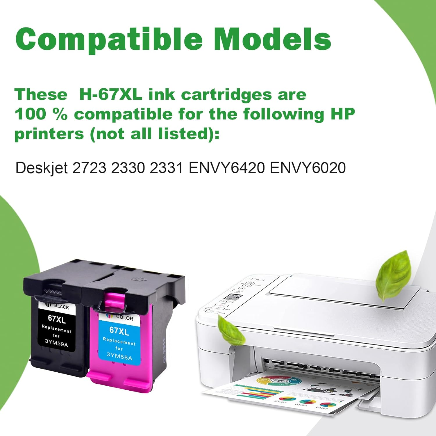 Greenark 67XL 67 XL Ink Cartridges for HP 67XL for HP Deskjet 2700 2720 2721 2722 2723 2330 2331 2332 Envy 2700 2720 2721 2722 6420 6020 Printer （2 Pack） image number 5
