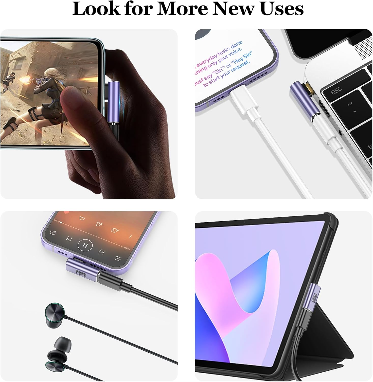 3 Pack USB C 90 Degree Adapter, Right Angle&Middle Angle and Side Angle 90 Degree Right Angle Type C Male to Female Adapter Support 240W Power Delivery, for Laptop, Tablet and Phones image number 1