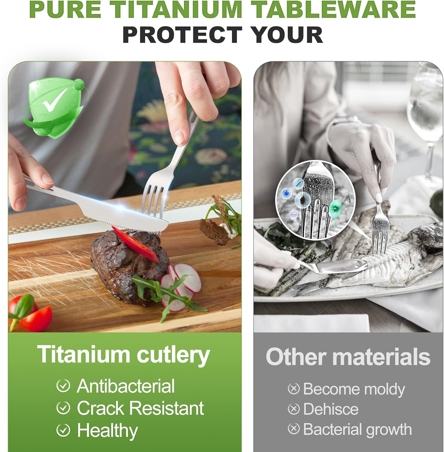 Zumyzu Pure Titanium Travel Utensils with Case, Ultra-Light Ti Portable Champing Essential Cutlery Set, Knife Fork Spoon Reusable Flatware Sets for Camping Picnic Outdoor Hiking, Lunch Box for Men image number 1