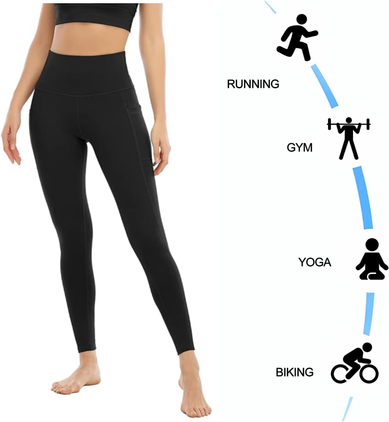 M2M STYLE High Waisted Tummy Control Leggings for Women &ndash; Buttery Soft, Stretchy Workout Pants with Pockets for Yoga, Gym & Daily Wear image number 1