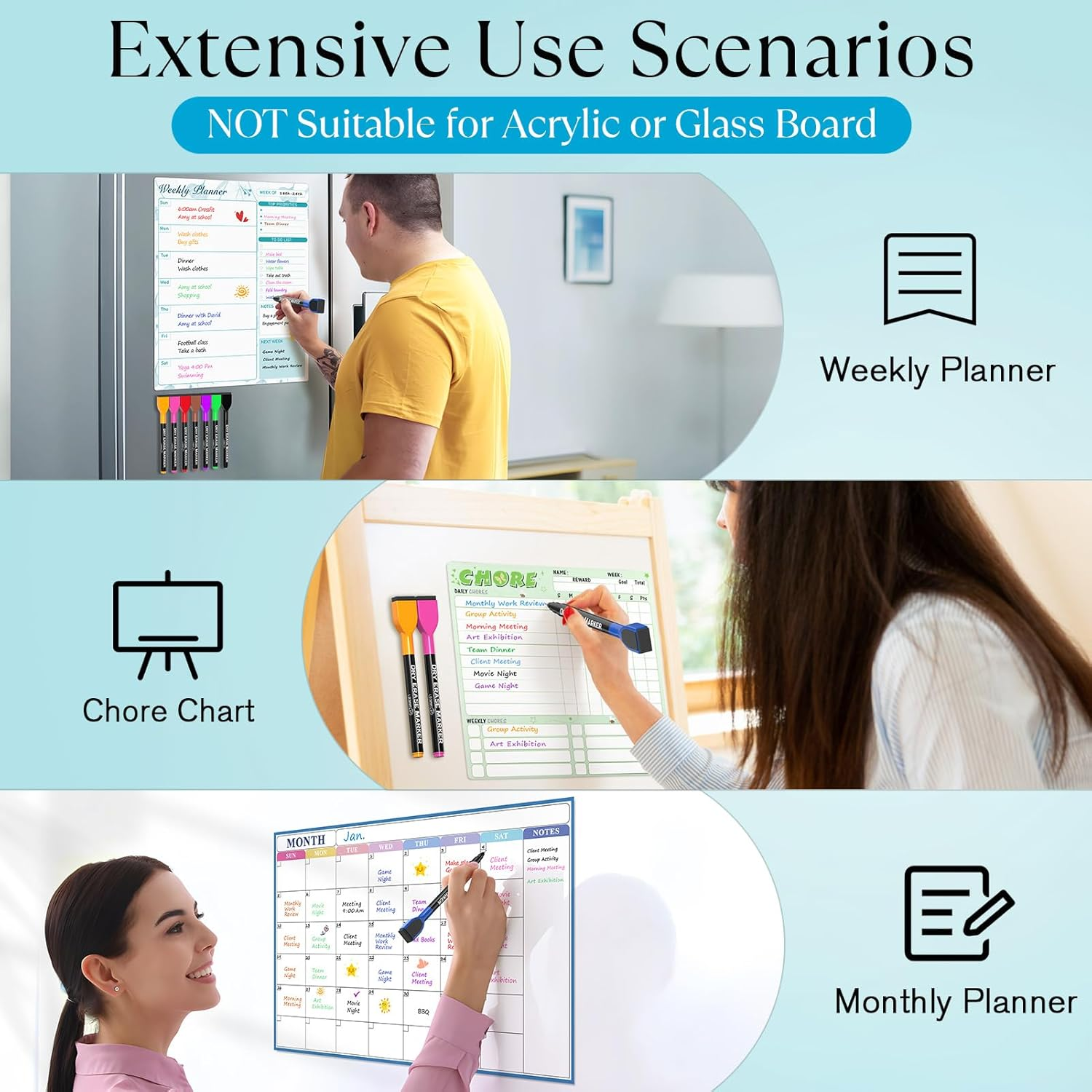 Maxgear Dry Erase Markers Ultra Fine Tip with Eraser, Assorted Color Magnetic Whiteboard Markers Extra Fine Point 0.5 Mm Low Odor for White Board, School Supplies for Classroom, Home, Office, 8 Count image number 4