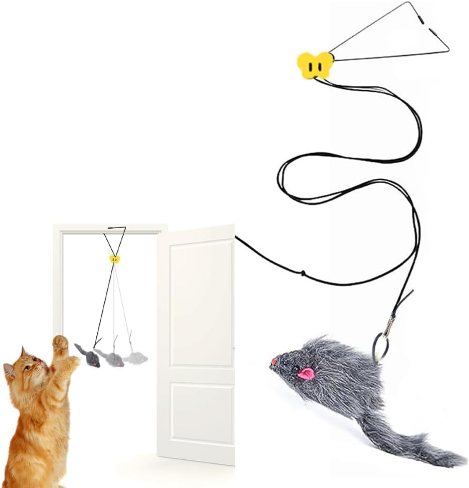 Ecixniy - Interactive Hanging Cat Toy for Indoor Cats - Durable Kitten Toy with Adjustable Elastic Rope, Safe & Non-Toxic Cat Toys for Indoor Exercise, Hunting Play, and Stress Relief (Mouse) image number 1