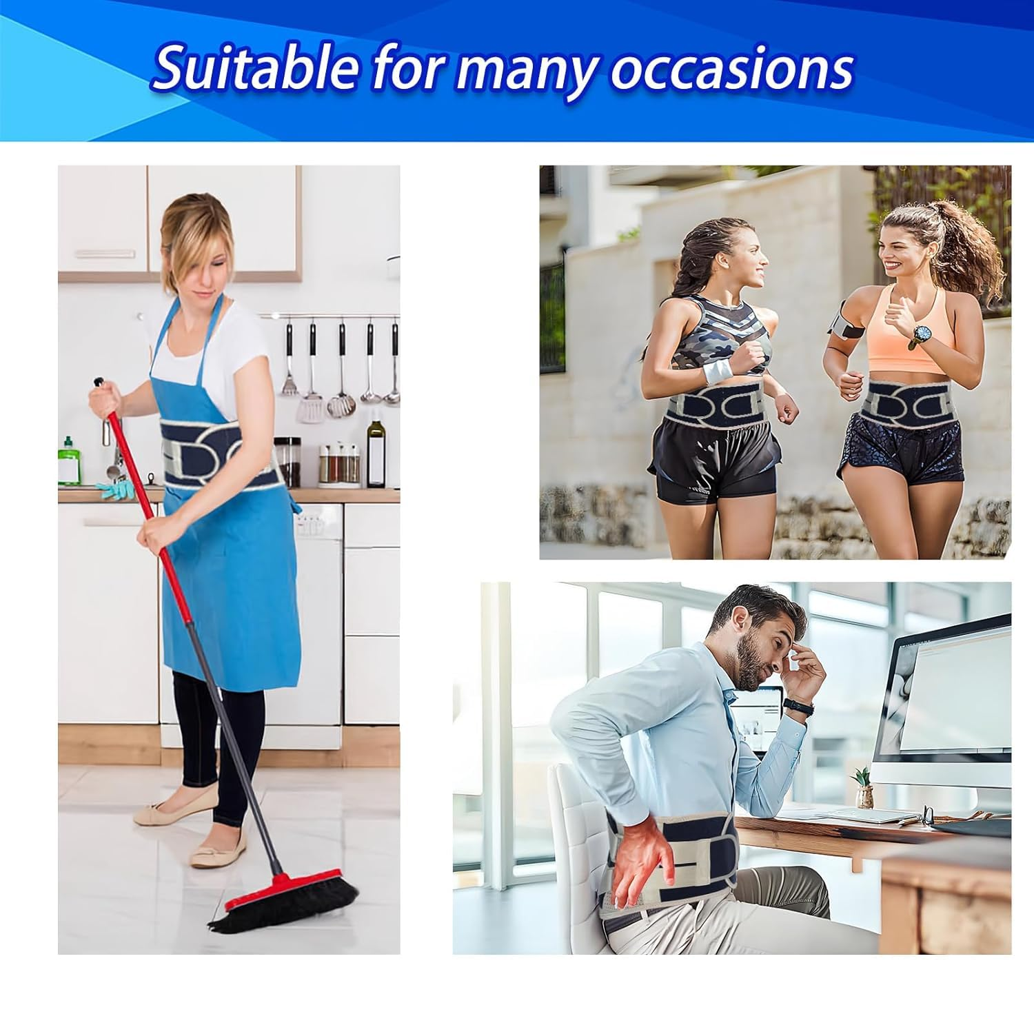 Adjustable Back Support Belt - Relieves Ower Back Pain, Supports Lumbar Disc Herniation, Sciatica, and Scoliosis - Breathable Waist Support Belt, Suitable for Both Men and Women (L) image number 4