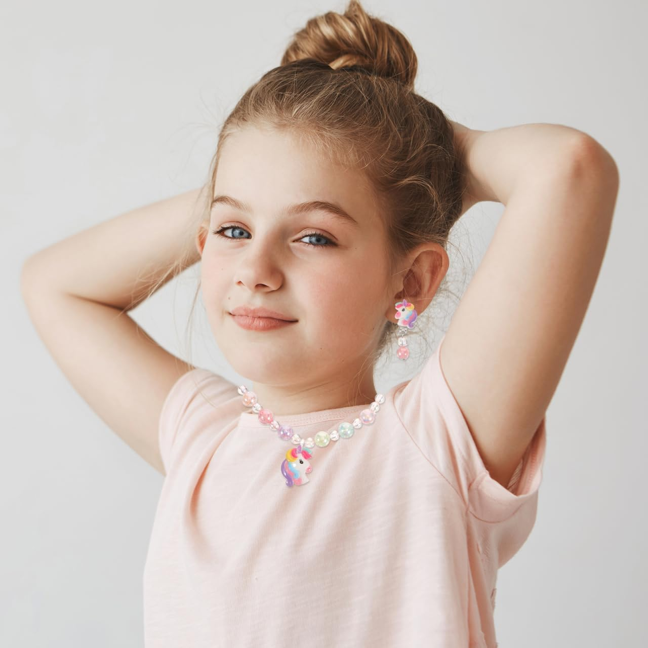 Unicorn Silicone Jewelry Set for Girls Including Bracelet Necklace and Earrings Assorted Color Soft Comfortable Accessories Present Box image number 3