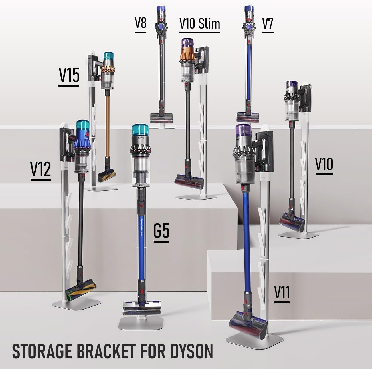 Alpen Vacuum Stand for Dyson G5, Stand-Storage-Holder-Station-Docking, Compatible with Dyson G5 V6 V7 V8 V10 V11 V12 V15 Vacuum Cleaners, with 6-10 Accessories Storage Space image number 1