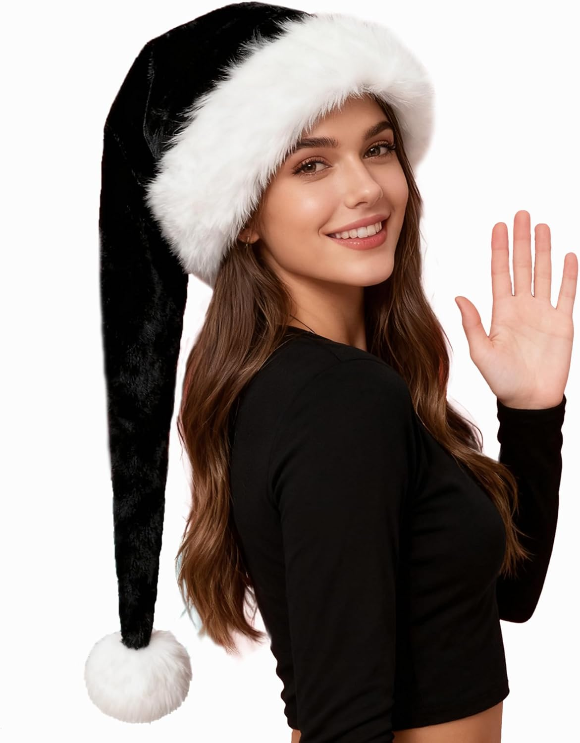 Long Santa Hats Xmas Velvet Christmas Hats for Adults Keep Warm Winter Christmas Costume
