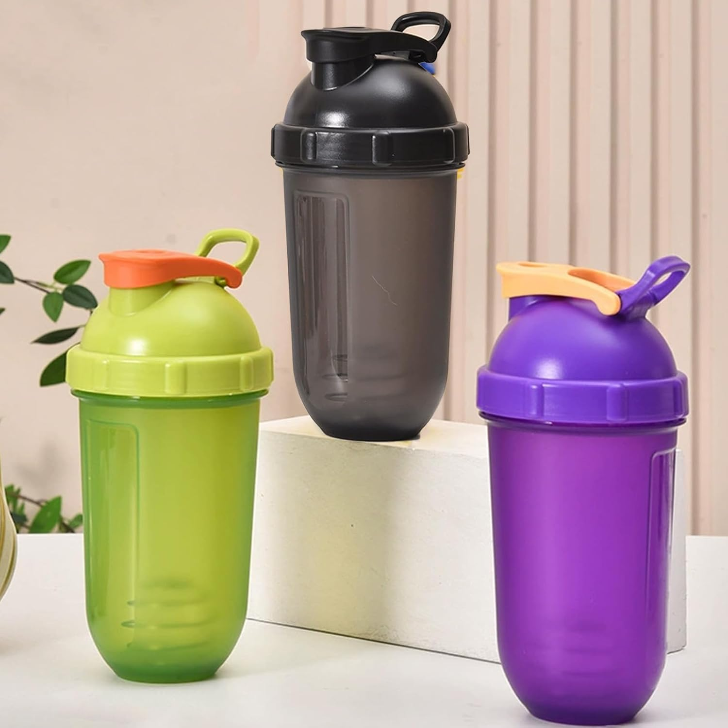 17Oz Protein Shaker Bottle Blender, Best Shaker Cup for Protein Mixes - Hidden Carrying Handle, Classic Loop Top & Wire Whisk Ball - Workout Sport Water Bottle for Indoor and Outdoor (Black) - Purple image number 6