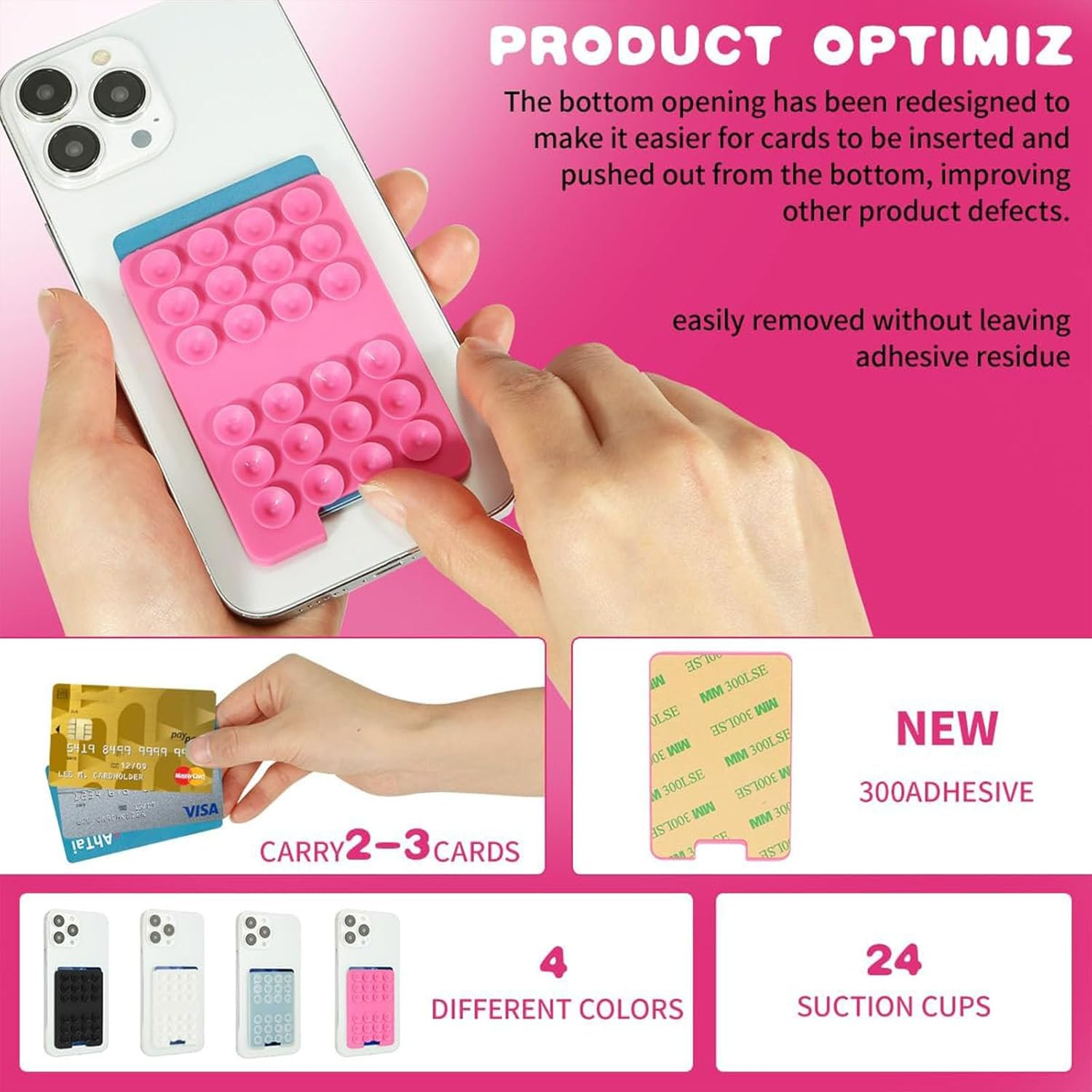 Silicone Suction Cup Phone Holder,2Pcs Phone Wallet,Adhesive Suction Phone Mount,Non Slip Suction Cup Phone Mount,Phone Suction Grip with Wallet (Black)