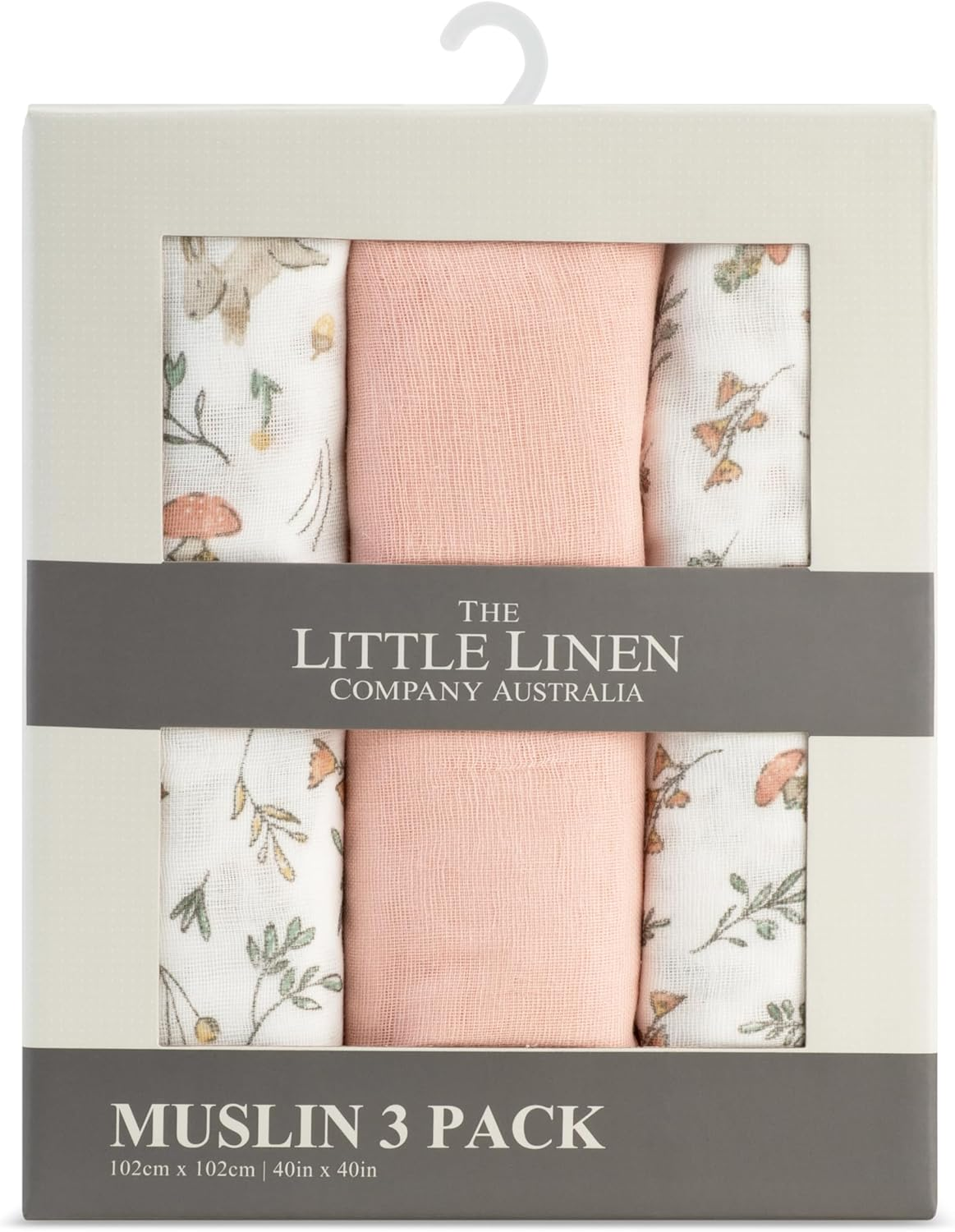 The Little Linen Company Baby Muslin Swaddle Wrap 3Pk - Farmyard Lamb