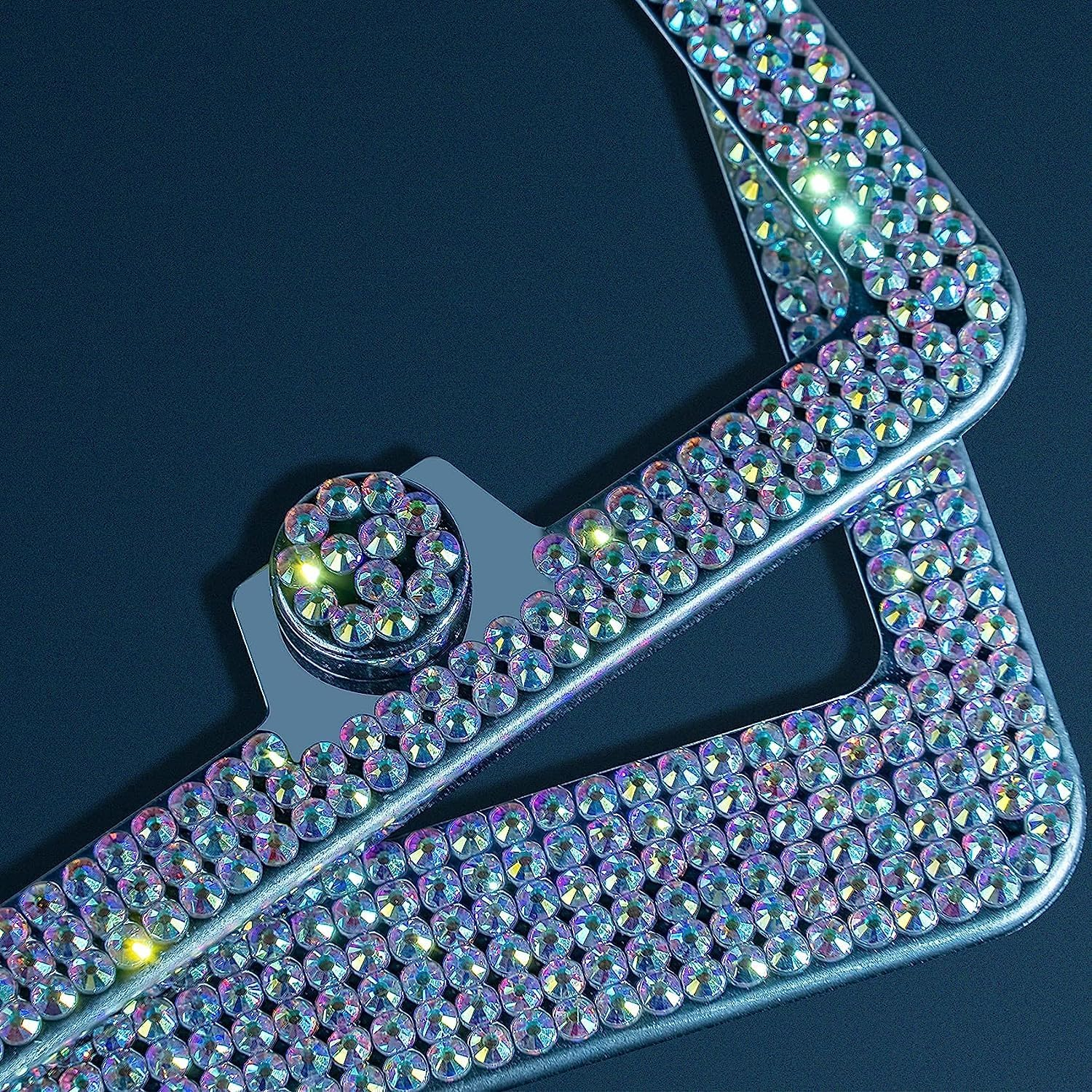 Newzon AB Bedazzled Crystal Car License Plate Cover 2 Pieces, Color Bling License Plate Frames with High End Ribbon Gift Box, Diamond Car Accessories with Coaster, Rhinestone Ignition Ring for Women image number 5