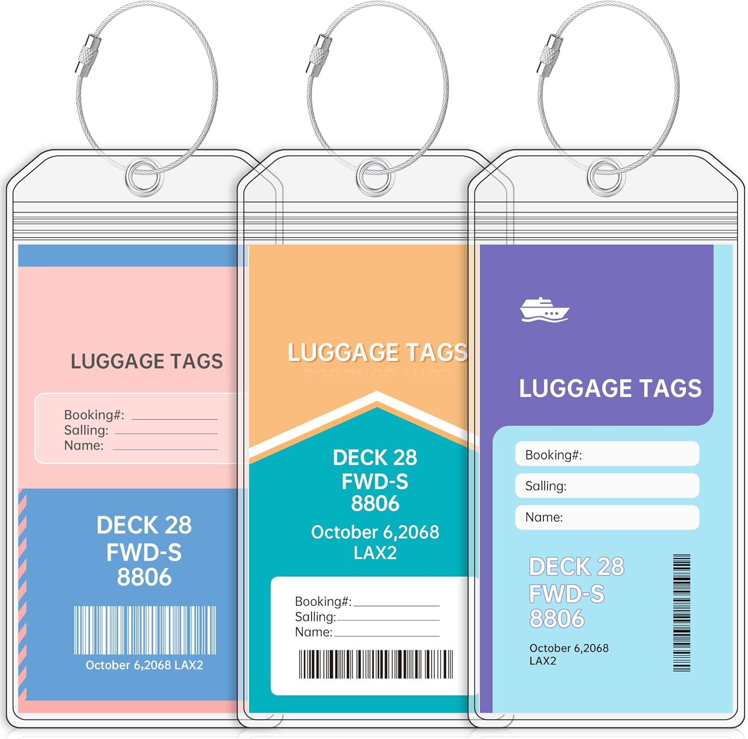 Teskyer Luggage Tags for Ship Route Esstials, 3 Packs Luggage Tag Holder, Clear Luggage Tags for All Journey Lines in 2023&2024 image number 6