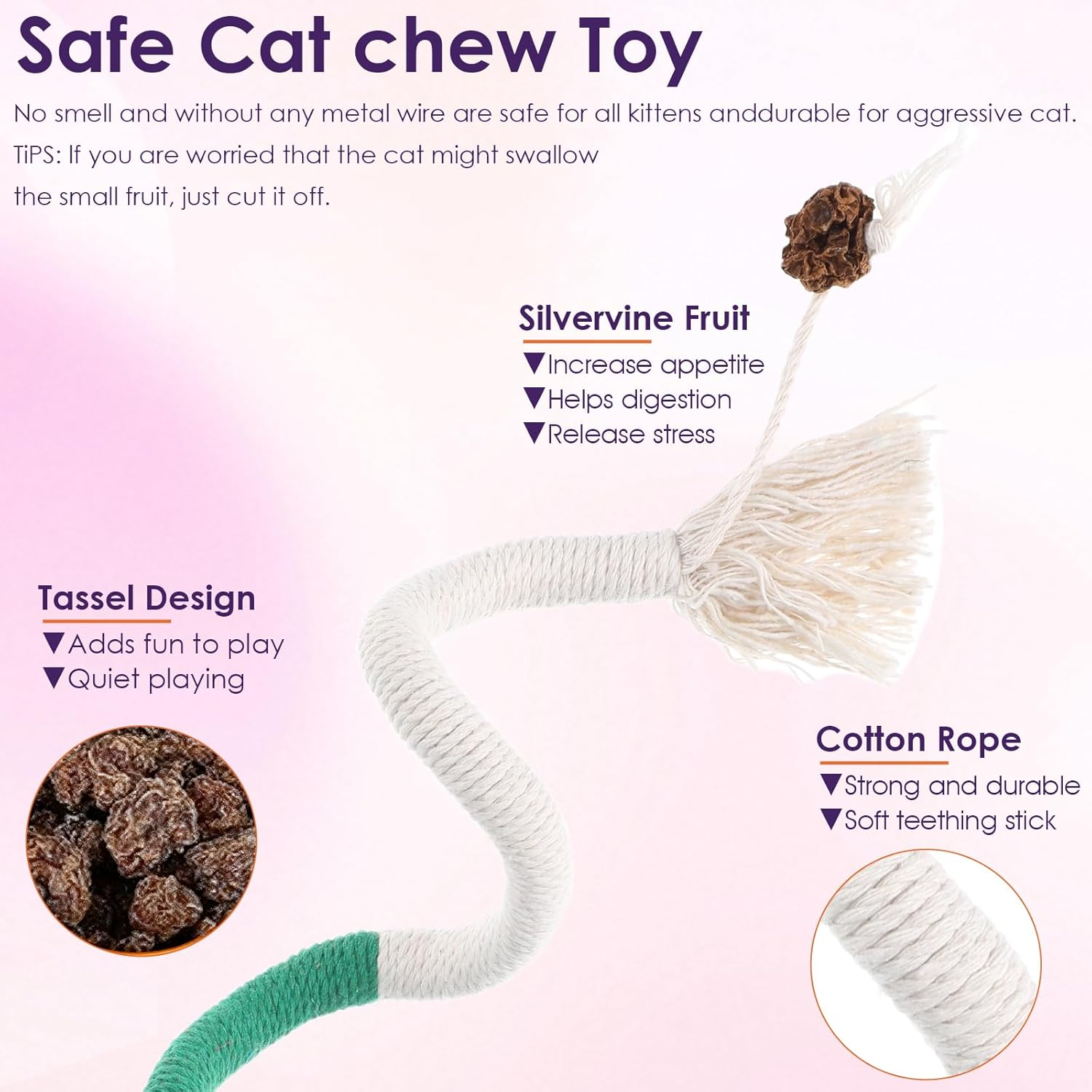 YBEATY 6Pcs Cat Chew Rope Toy Interactive Cat Nip Kicker Toy Pet Chew Toys Bent Cats Rope Toys Bite-Proof Playthings Kitten Chewropes Pet Supplies for All Breeds Cats Teeth Cleaning Stress Relief image number 1