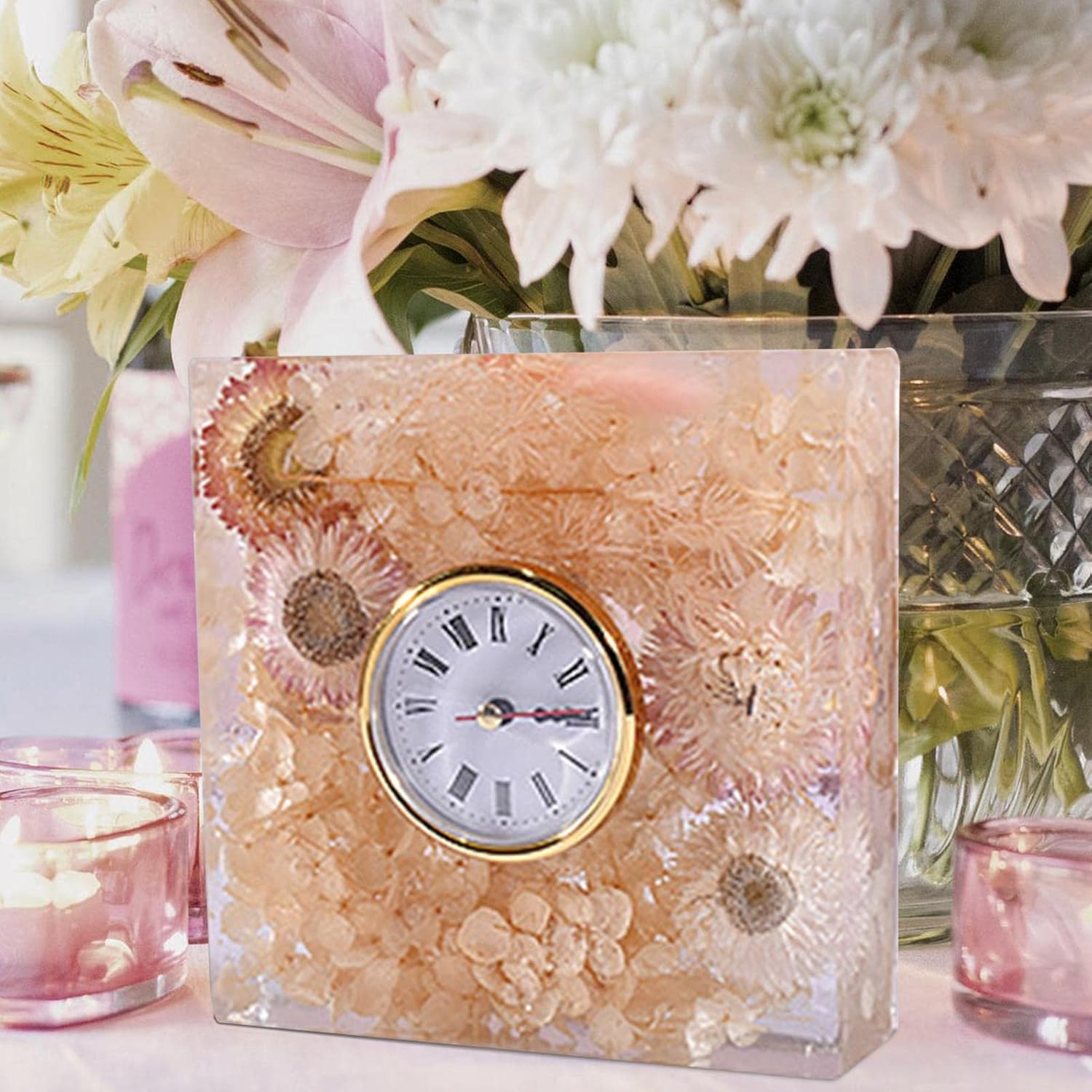 Resin Molds Silicone - Geometric European Clock Ornaments Large Book File Silicone Mold | Living Room Decoration Ornaments Crystal Epoxy Resin Mold, Clock Mold for Epoxy Resin