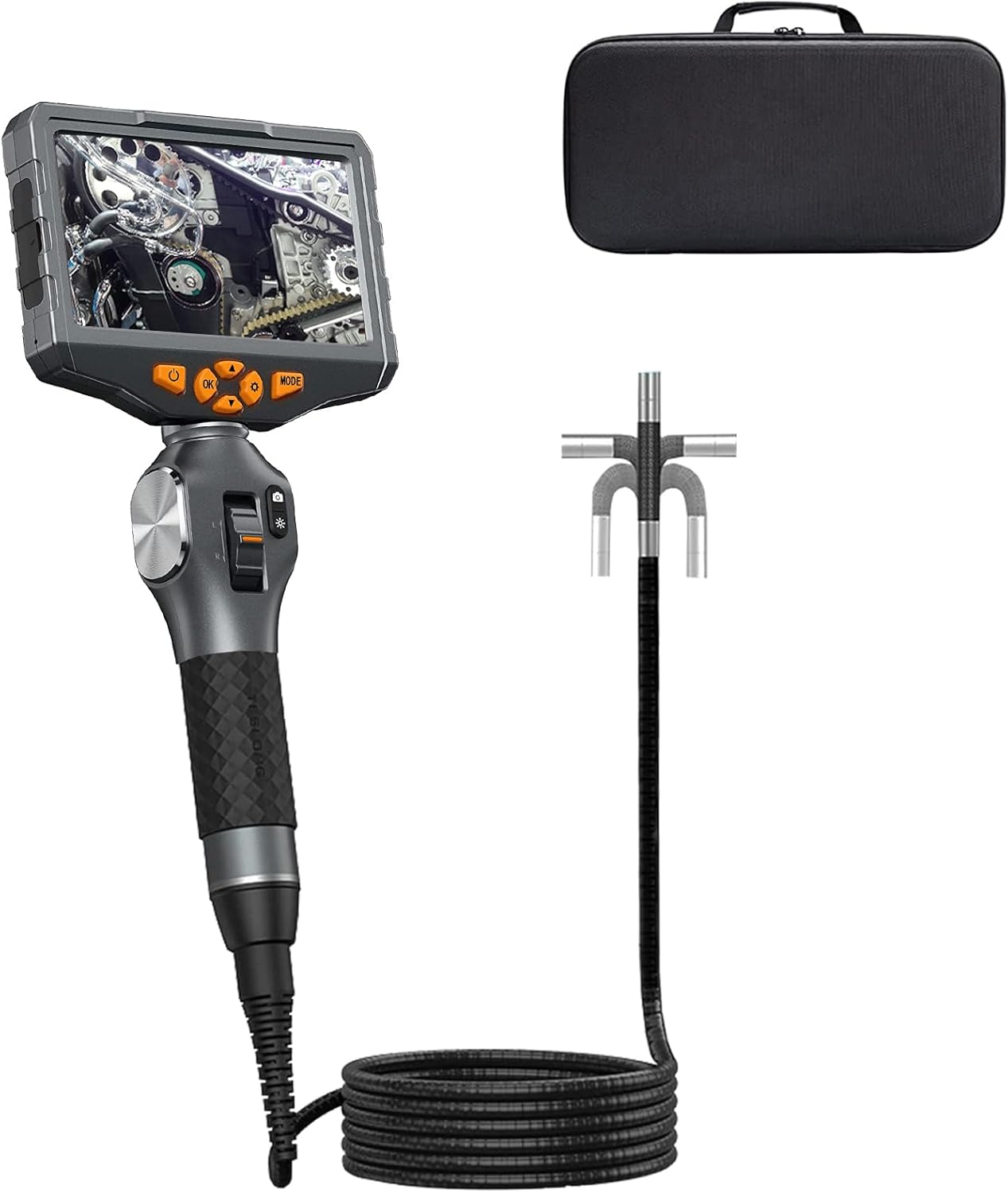 Articulating Borescope, TD500 8.5Mm Video Endoscope Inspection Camera with 5 Inches IPS Screen, Two-Way Articulation Probe, Fiber Optic Videoscope for Automotive Aircraft Mechanics (5Ft, 0.33Inch) image number 3