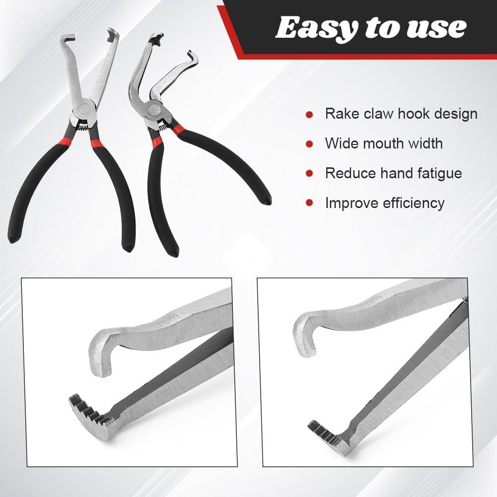 2 PCS Electrical Disconnect Pliers with Spring, Carbon Steel Automotive Electrical Connector Pliers, Spark Plug Pliers, Universal Fuel Line Plier for Car, for Automotive Connector Removal image number 4