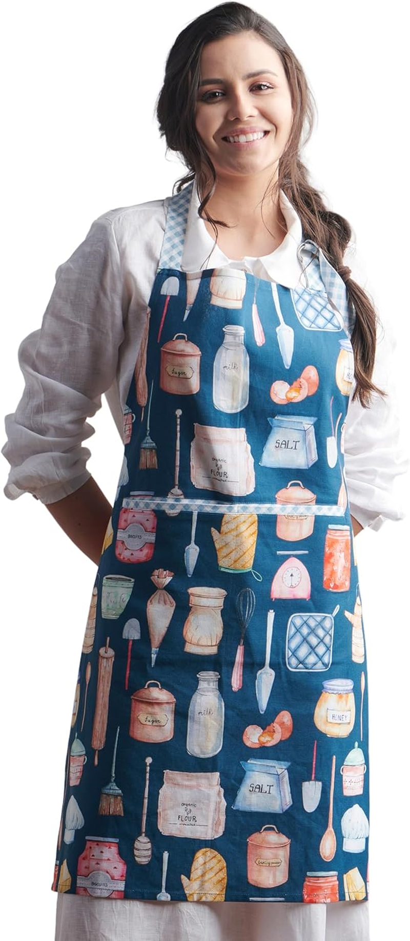 Maison D'Hermine 100% Cotton Apron for Women with Pocket Kitchen Chef Apron for Men Cooking Gardening Server Waitress Maid image number 4