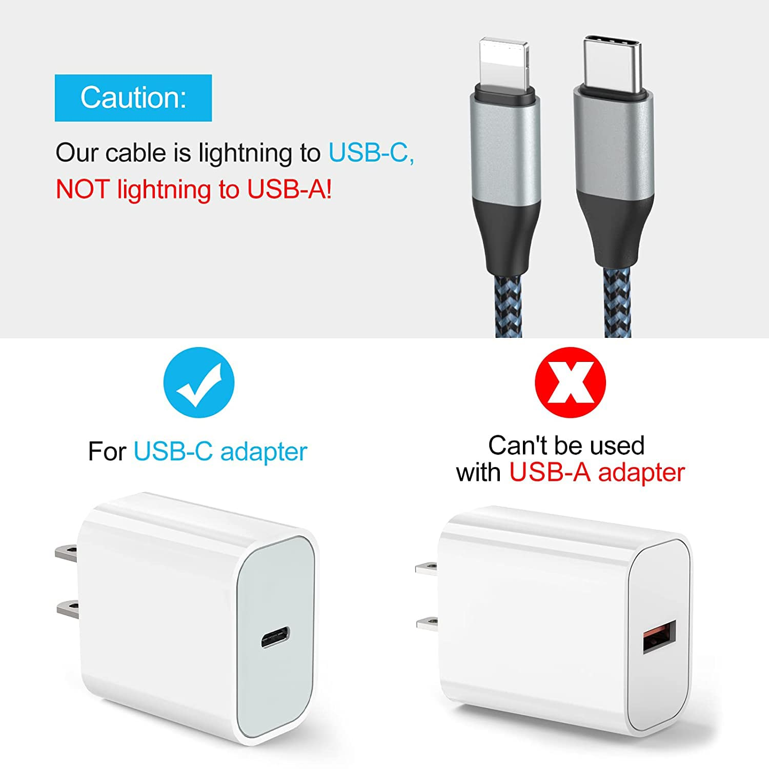 USB C to Lightning Cable, 10FT 2 Pack 20W Mfi Certified Iphone Fast Charger Sync Nylon Braided Type C Charging Cord Compatible with Iphone 12/12Pro/12Pro Max/11/11Pro/11Pro MAX/XS/XS MAX and More image number 5
