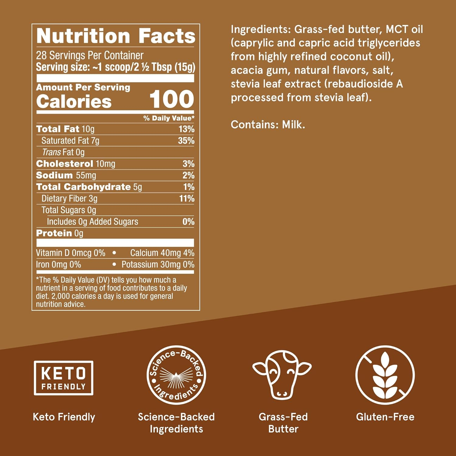 Bulletproof Hazelnut Creamer, 14.8 Ounces, Keto Coffee Creamer with MCT Oil and Grass-Fed Butter image number 4