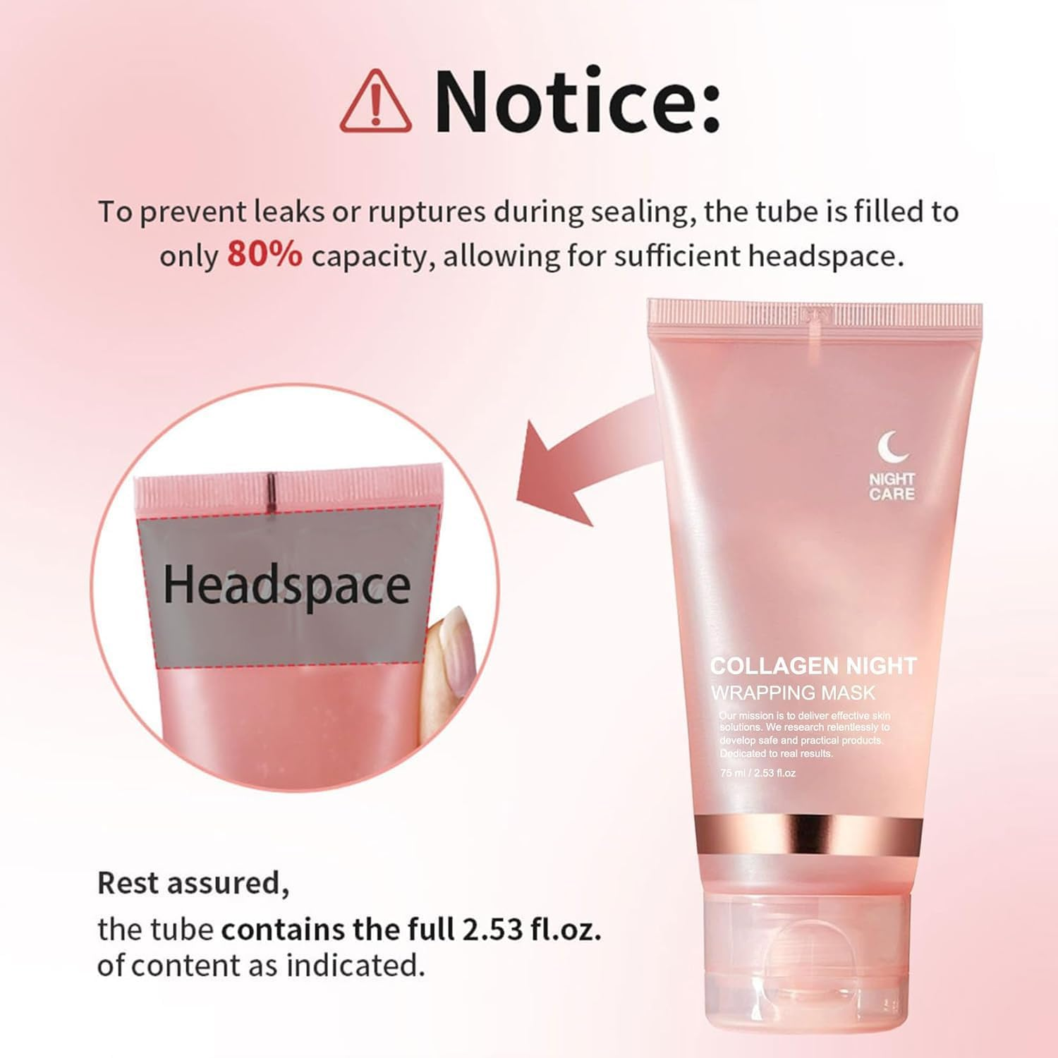 Collagen Night Wrapping Mask Peel-Off Overnight Collagen Face Mask - Deeply Hydrates & Firming & Glowy - Reduce Sagging & Wrinkle for Glowing Skin 75Ml with Mask Applicator image number 3