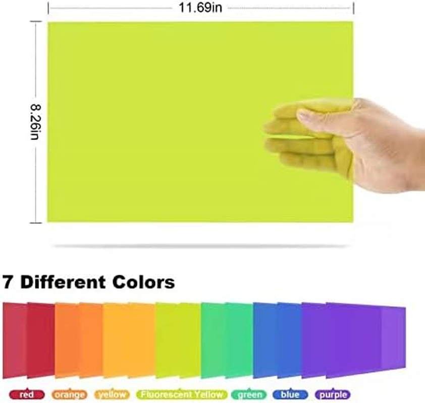 Correction Gel Light Filter, 14 Pack Colored Overlays Transparency Color Film for Photo Studio Light Video Photography Strobe, 7 Assorted Colors(29.7X21Cm) image number 1