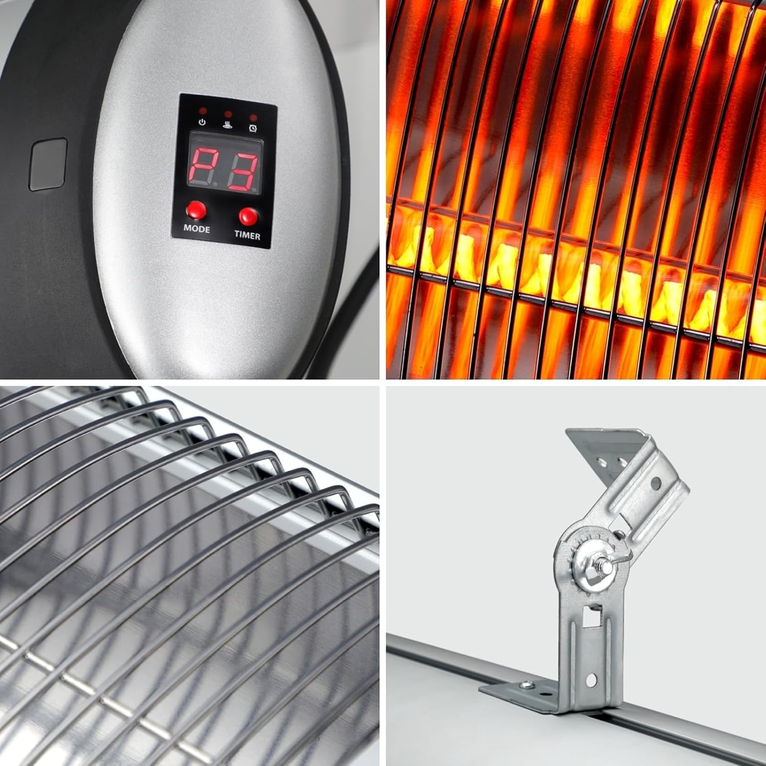 2500W Outdoor Heater Adjustable Angle Radiant Heater for Indoor and Outdoor Electric Heater with Remote Control and 3-Level Heat Setting image number 6