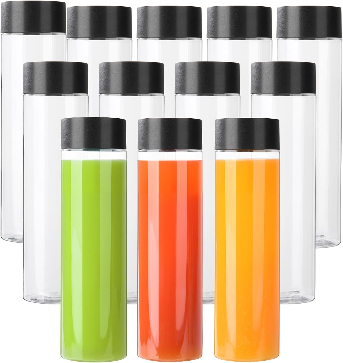 24 Pack 12 OZ (350 Ml) Clear PET Plastic Juice Bottles with Caps- - Plastic Smoothie Bottles-Reusable Bulk Beverage Containers with Lids for Juice, Milk and Other Beverage image number 4