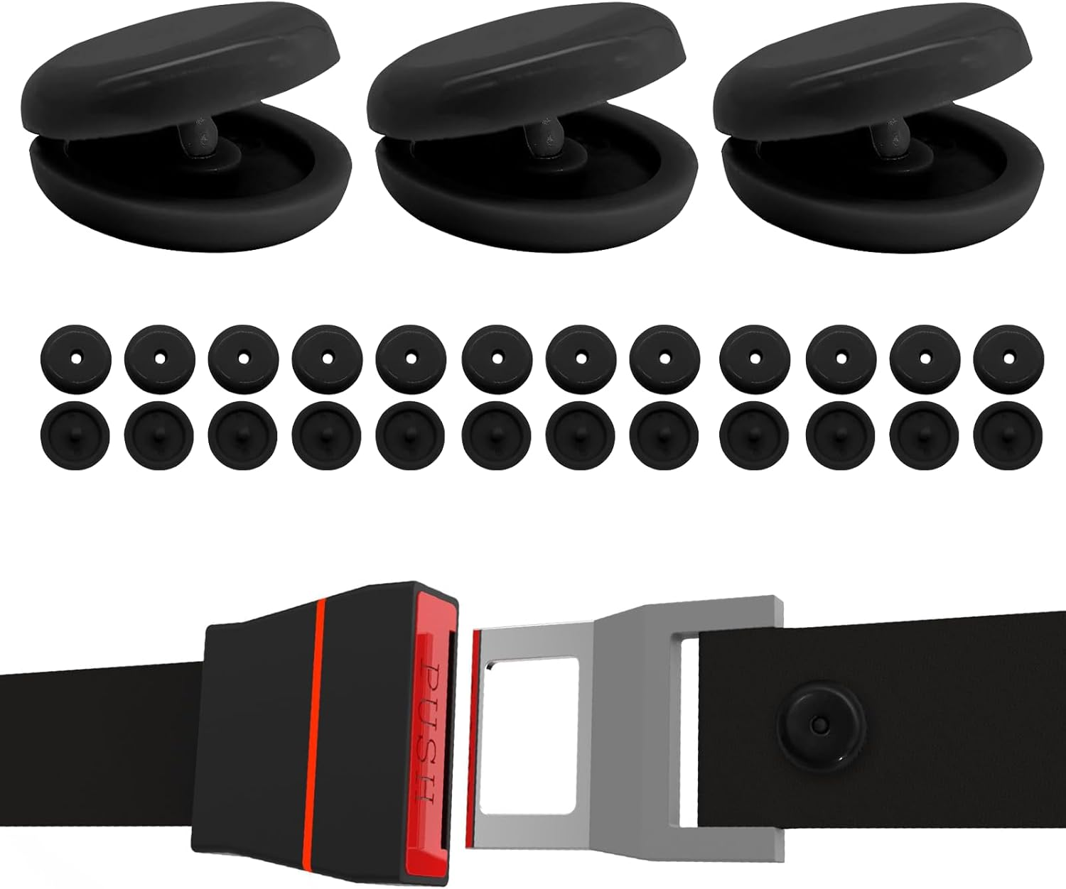 15 Sets Universal Fit Seatbelt Stopper Kit, Seat Belt Button Stop, Plastic Seatbelt Buckle Stopper Button Prevent Safety Belt Clip Buckle from Sliding Down image number 2