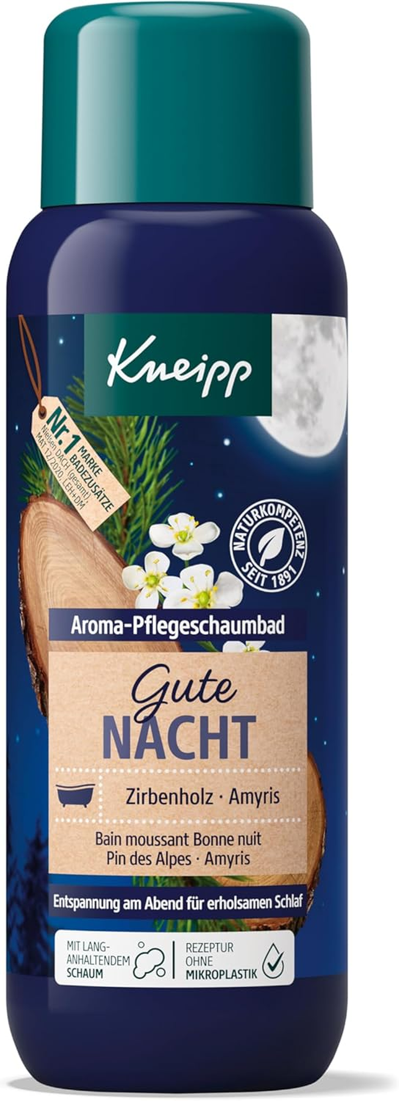 Kneipp Aroma Care Foam Bath Good Night - Bath Additive with Essential Oils Made of Swiss Pine Wood & Amyris for a Restful Sleep - Pure Relaxation - 400 Ml image number 1
