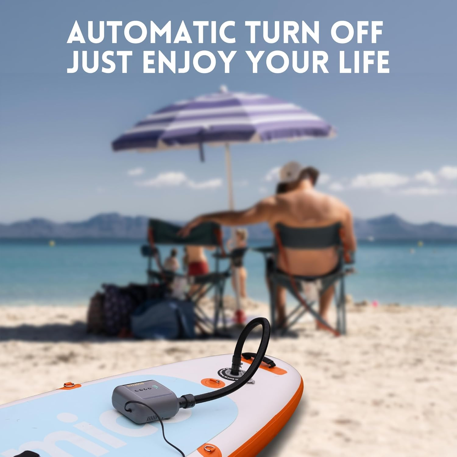 BOSETEN Paddle Board Pump, SUP Electric Air Pump, Deflation Function,Auto-Off,12V DC Car Connectorfor Inflatable Stand up Paddle Board, Kayaks, Boats, Inflators, Paddleboards image number 3