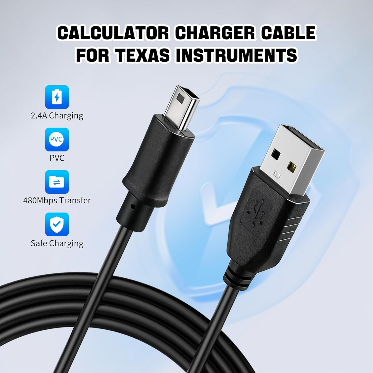 Ti 84 plus Ce Charger, Ti84 plus Ce Charger Cable for Texas Instruments Calculators TI84 plus TI-84 C Silver Edition TI 89 Titanium TI Nspire CX TI Nspire CX CAS Calculator Charger image number 5