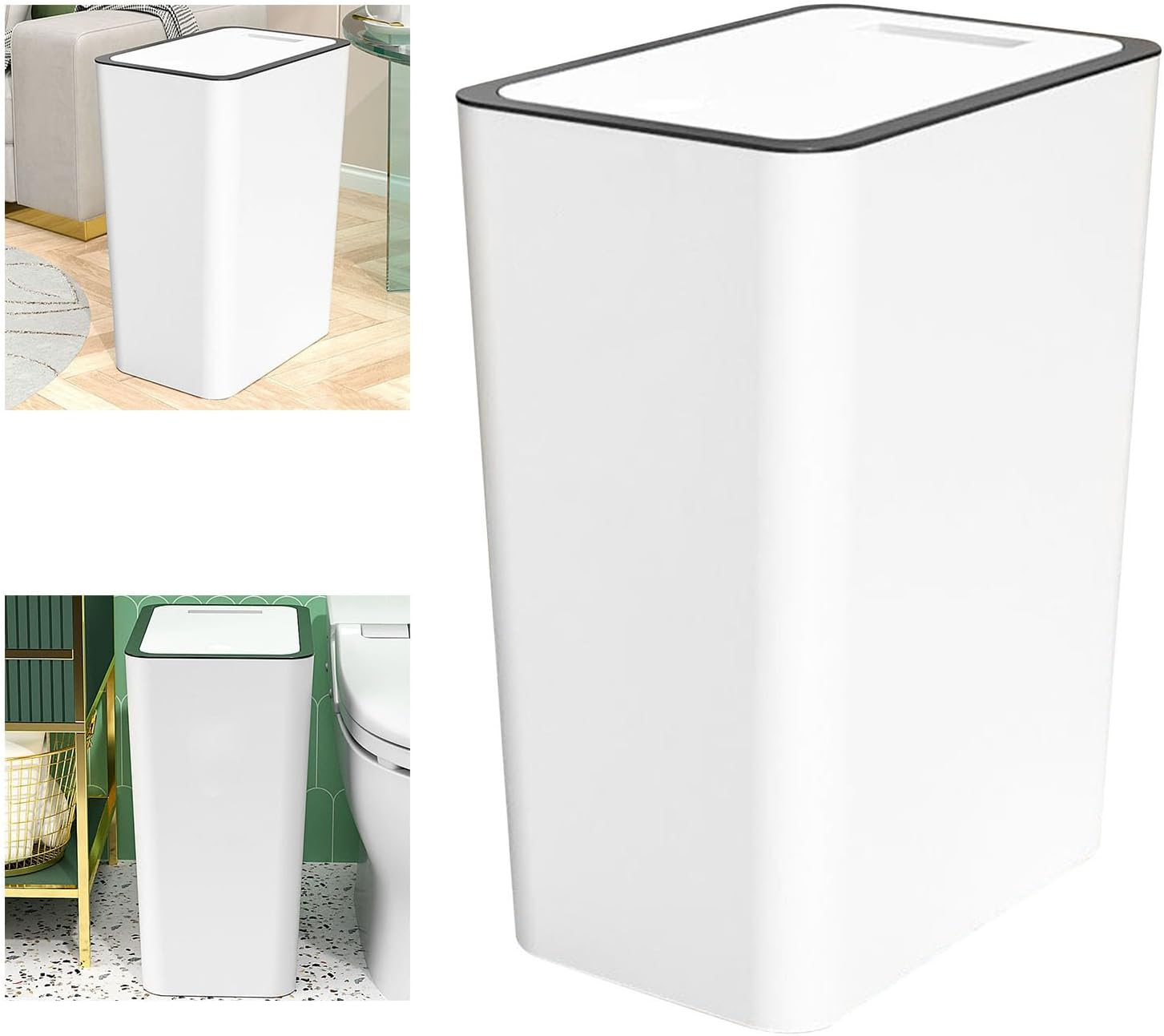 Press Type Trash Can, 15L Plastic Garbage Bin with Cover, Press, Sealing Design, for Household Use image number 6