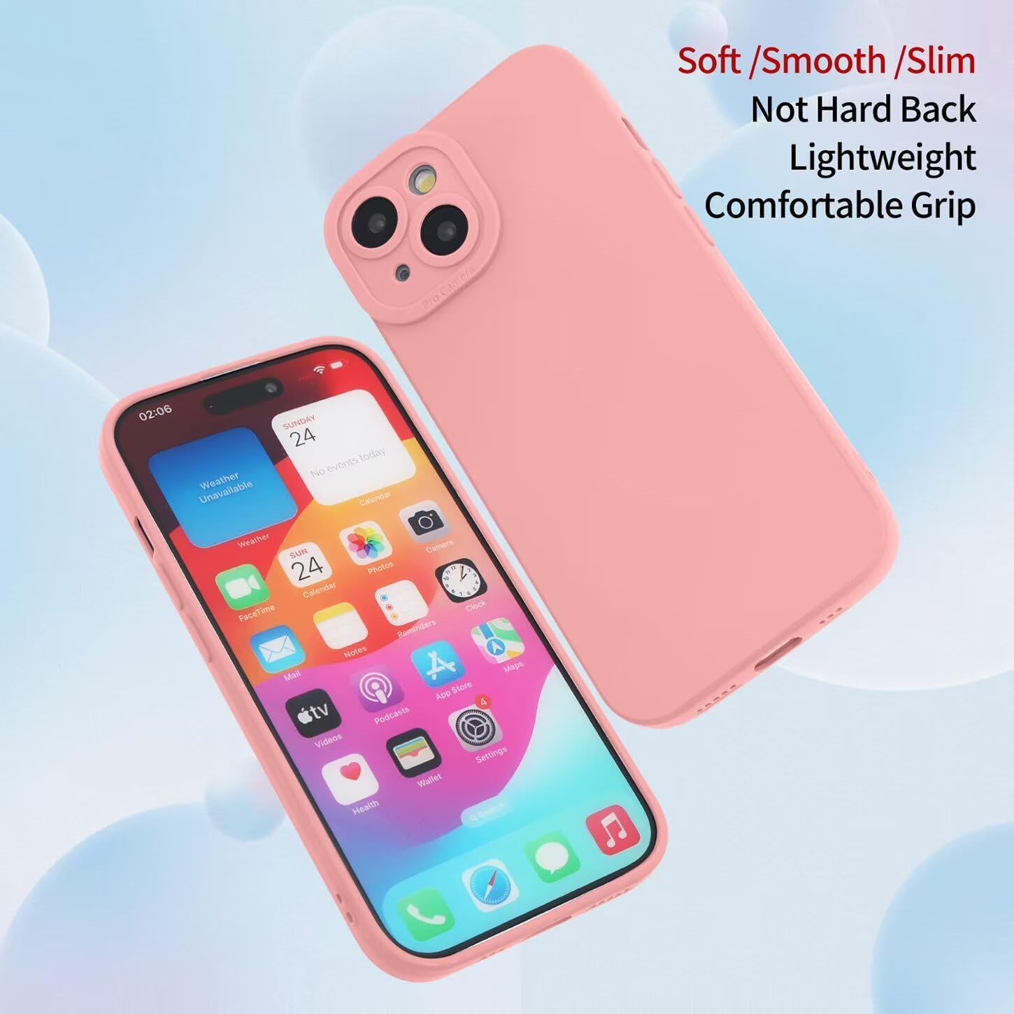 ILING Liquid Silicone Case for Xiaomi Redmi 15C 5G/4G/POCO C85, Simple Plain Ultra Thin Soft TPU Bumper Shockproof Scratch-Resistant Protective Case Matt Elegant Women'S Mobile Phone Case (Pink) image number 5