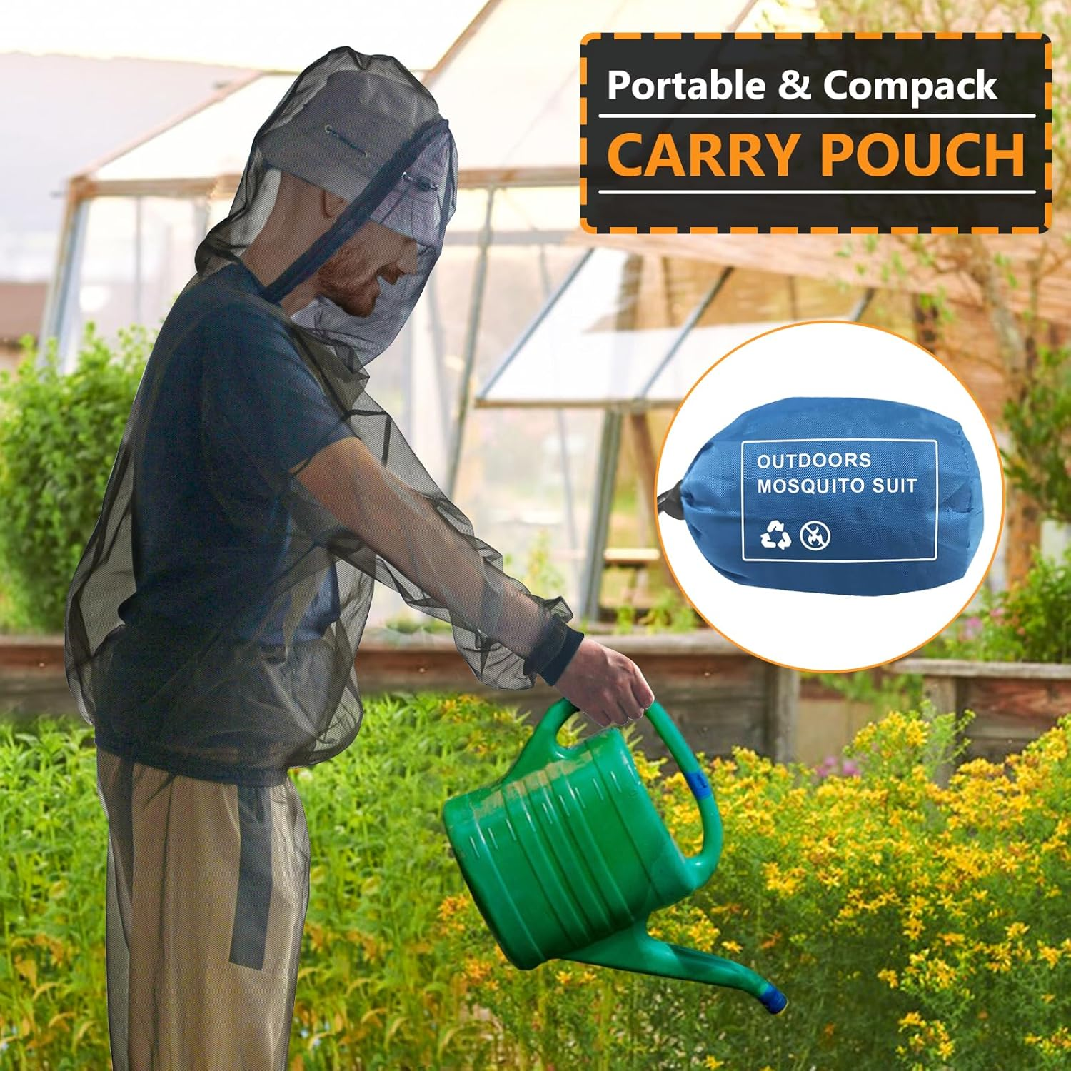 South to East Mosquito Suit - Net Bug Mesh Pants & Jacket with Hood for Outdoor Protection from Bugs, Flies, Gnats, No-See-Ums & Midges - Mosquito Clothing for Men & Women with Carrybag, M Size image number 5