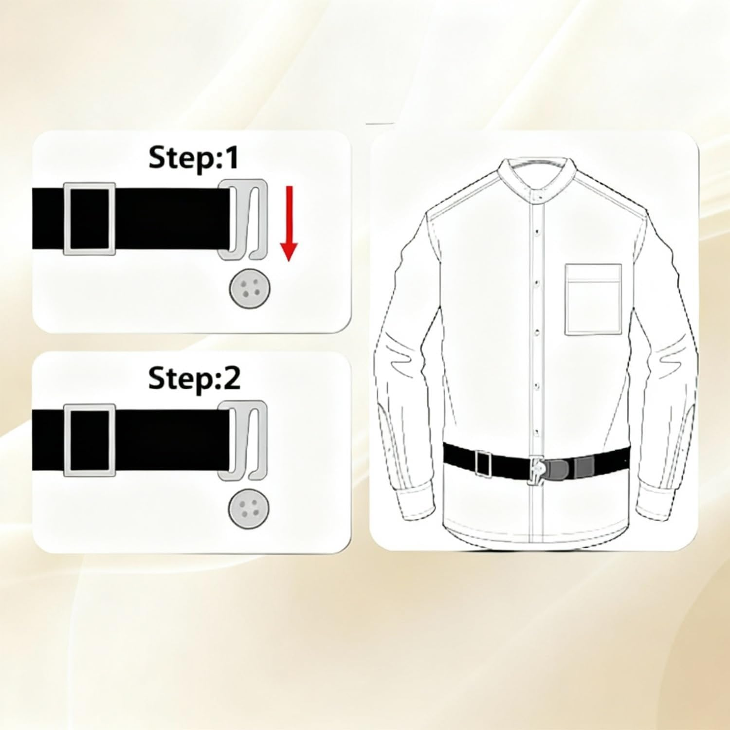 BOROLA Elastic Shirt Stay Belt for Men, Non-Slip T-Shirt Tucker, Invisible No-Show Stretch Belt for Business Shirts & Casual Wear, Adjustable Waistband for Tucked-In Shirts (Black) image number 1