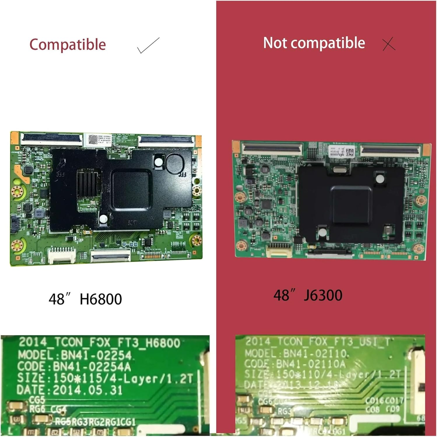 Compatible for Samsung， T-CON Logic Board BN41-02254A BN95-01838A 48VG Suitable 48Inch TV UE48H6850AW UE48H6800AK UE48H6800 image number 5