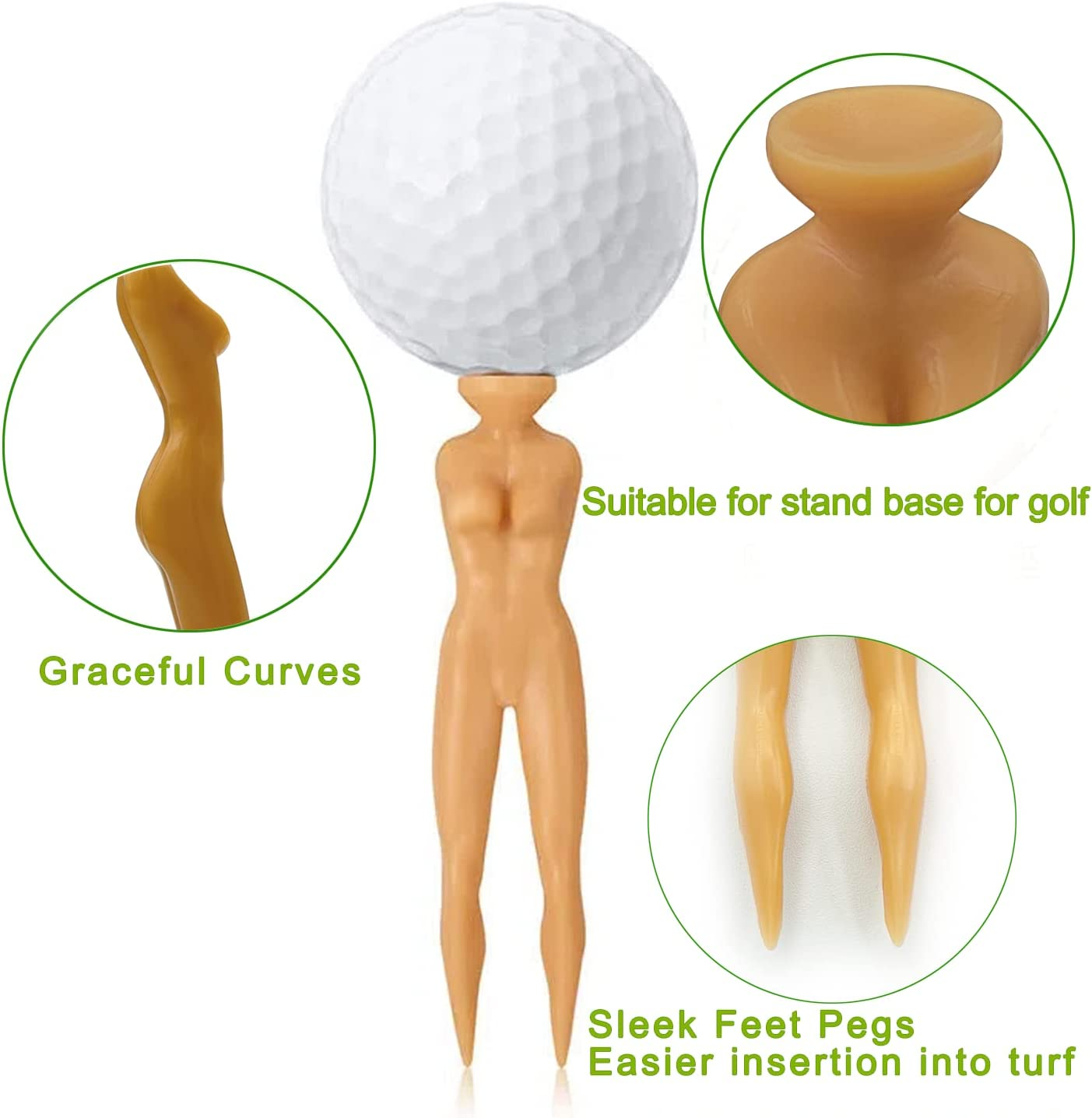 Golf Tees 3" Nude Woman Plastic Golf Tees, Golf Sexy Girl Lady Tees Fun Holder Divot Home Golf Training image number 4
