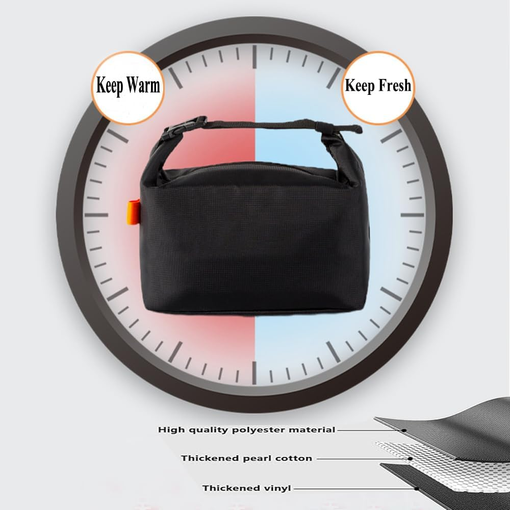 Insulated Lunch Bag, Oxford Waterproof Cooler Bag, Long-Lasting Insulation (1, Black) - 1, Grey image number 5