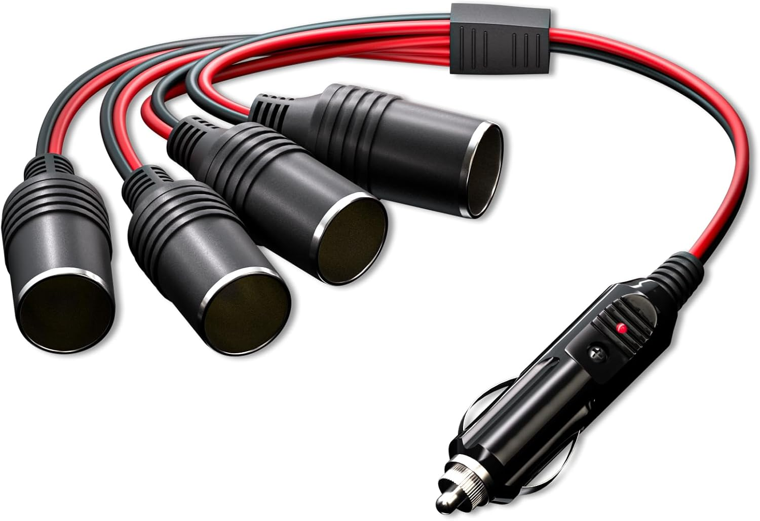 Goupchn Car Cigarette Lighter Splitter 1 to 4 12V 24V Power Charger 4 Way Socket Splitter Cigarette Lighter Extension Cord Cable image number 5