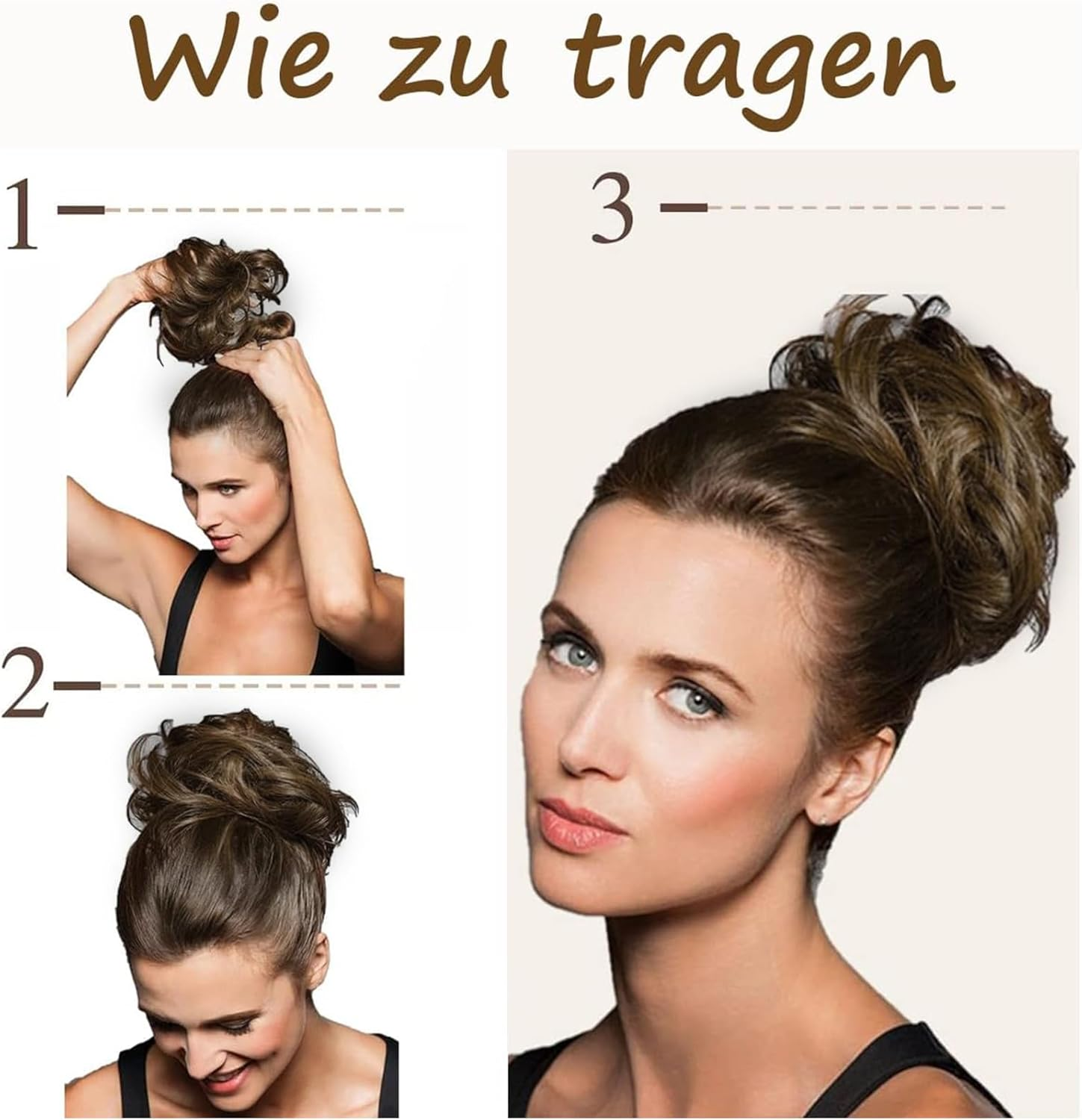 Tavvke Messy Bun Hair Piece for Women, Fluffy Curly Bun Extensions with Elastic Hair Band, Easy to Use Scrunchie for Daily Wear (Light Brown) image number 6