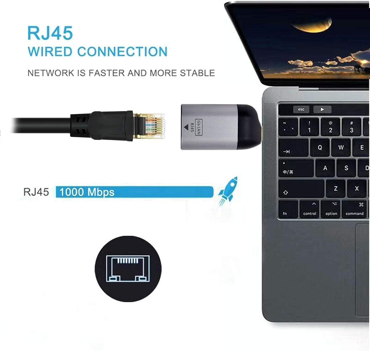 Chenyang USB C to Ethernet Adapter USB Type C Gigabit Ethernet LAN Network Adapter for Laptop image number 3