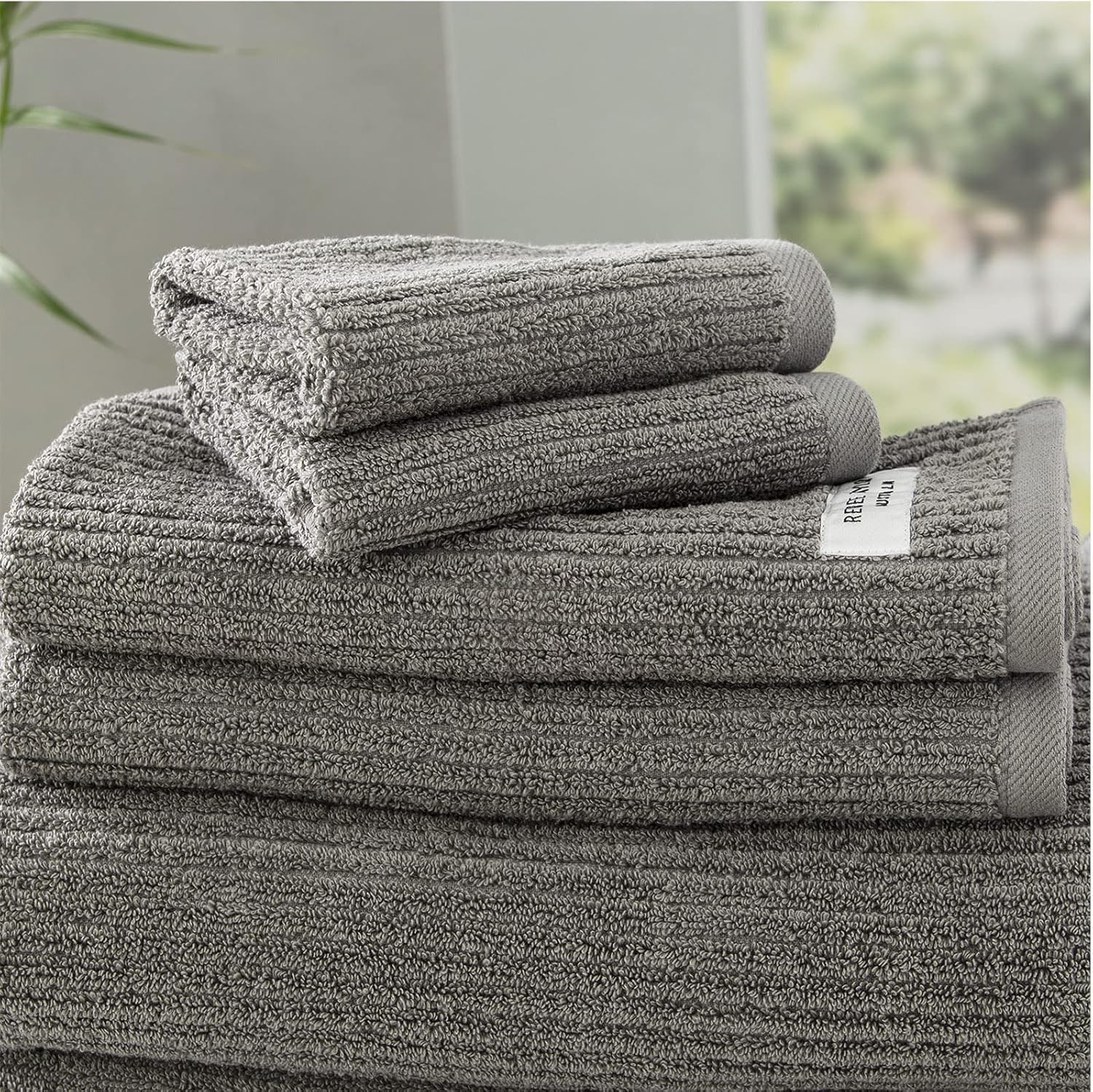 4Pc Renee Taylor Cobblestone Bath Towel/Sheet 650GSM 160Cm Cotton Ribbed Granite image number 4