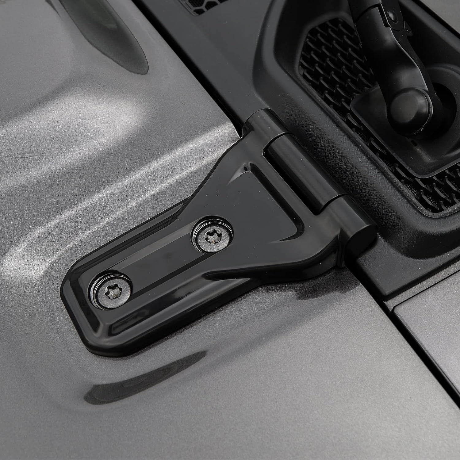 RT-TCZ Hood Hinge Cover Exterior Decoration Kits Accessories for 2018-2023 Jeep Wrangler JL JLU and Gladiator JT (Black) - Black image number 2